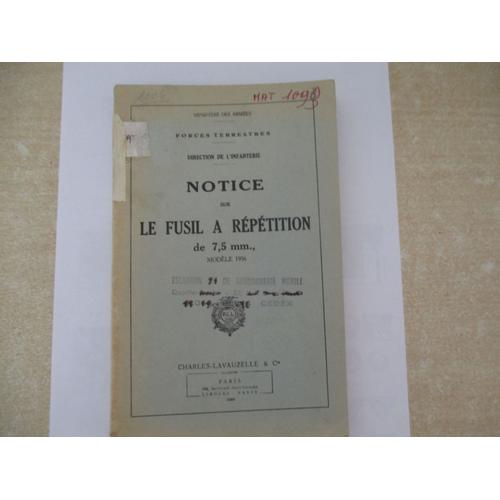 Notice Fusil À Répétition De 7,5 Mm Modèle 1936