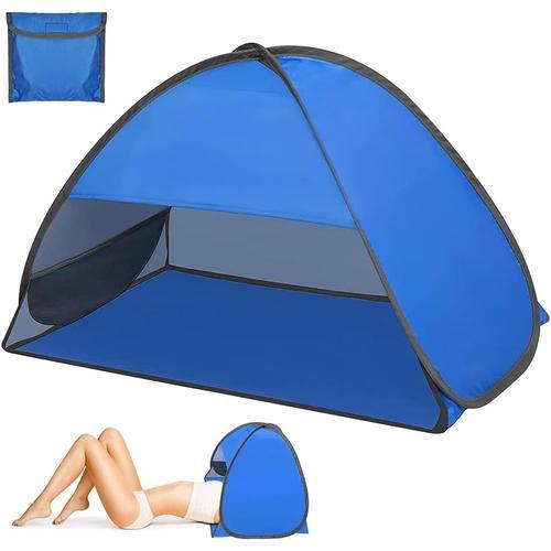 Bleu Tente De Plage, Tente De Plage Escamotable Pour 1 À 2 Personnes, Abri De Soleil Pour Tente De Plage Portable Avec Support De Téléphone Et Sac De Rangement, Pour L'extérieur (27,56*19,69*17,7in)