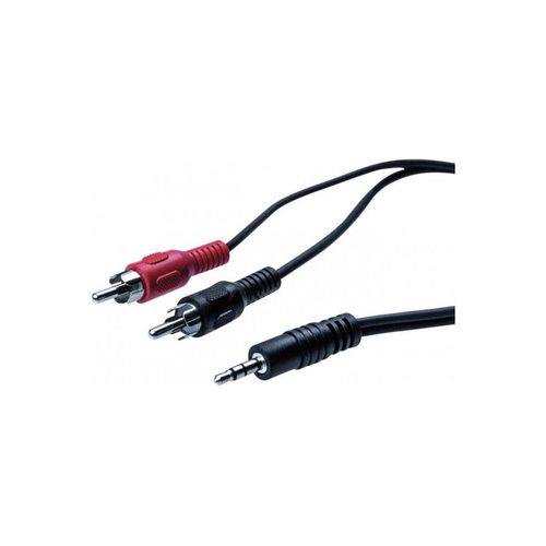 Cordon Jack stéréo 3.5mm male vers 2 RCA stéréo male noir 3 mètres