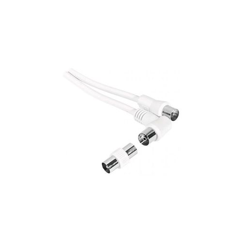 exertis Connect - Câble d'antenne - IEC connector (9.52mm) femelle incliné pour IEC connector (9.52mm) mâle droit - 1.5 m - coaxial - blanc