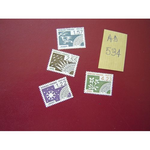 Ad 534 / Lot Timbres France Neufs Sans Trace De Charnière*Preobliteres N°186 À 189 * 1985