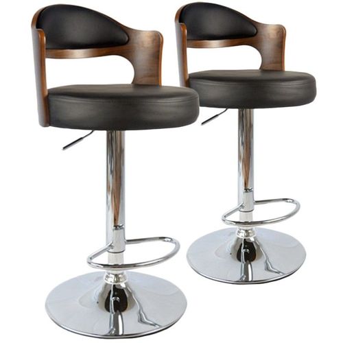 Lot De 2 Chaises De Bar "David" 90-110cm Noisette & Noir
