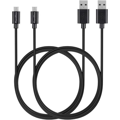 Lot 2 cables pour Bose AE2w Bluetooth/On-Ear Wireless/QuietComfort 35 Wireless/QuietComfort 35 Wireless II - Cable micro usb Noir 1 Mètre Phonillico®