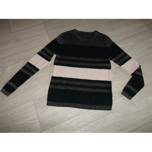 Pull Zamba Léger Noir Et Doré Rose Pâle Taille 40 Tbe