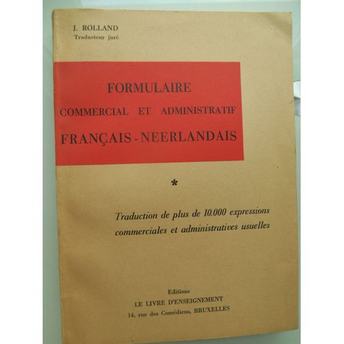 Formulaire Commercial Et Administratif Francais Neerlandais
