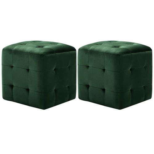 Vidaxl 2 Pcs Tables De Chevet Vert 30x30x30 Cm Tissu Velours