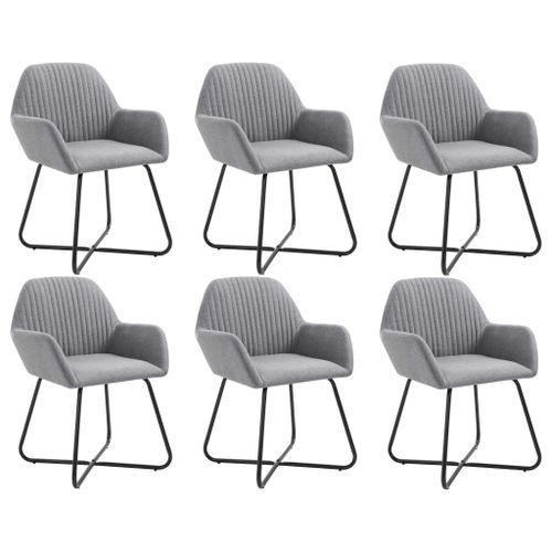 Vidaxl Chaises De Salle À Manger 6 Pcs Gris Clair Tissu