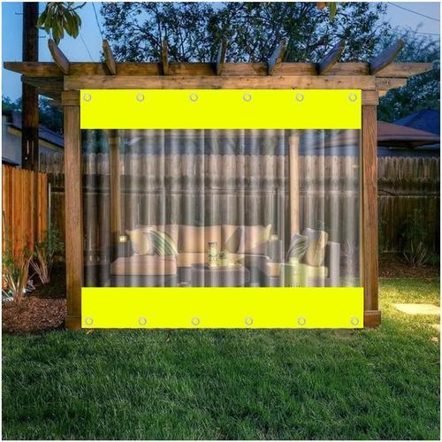 Yellow Bache Transparente En Pvc Avec ¿Illets Rideau Extérieur Imperméable Au Soleil Facile À Installer Panneaux Latéraux De Tente Pour Porche, Salon, Pergola, Cabanon