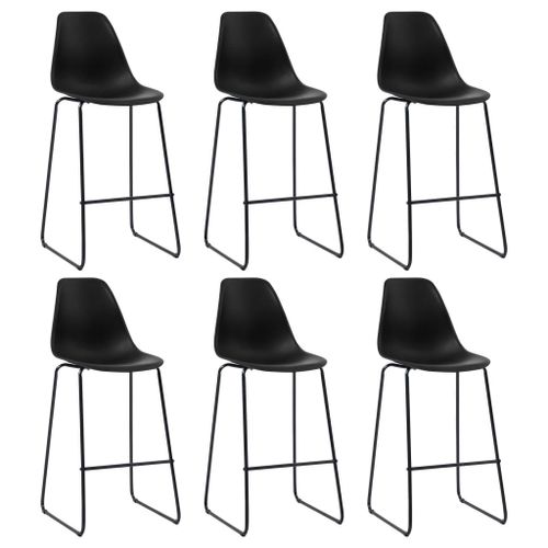 Vidaxl Chaises De Bar 6 Pcs Noir Plastique