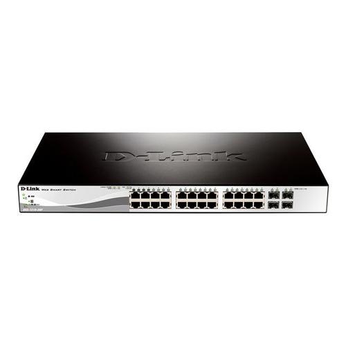 D-Link Web Smart DGS-1210-28P - Commutateur - Géré - 24 x 10/100/1000 (PoE) + 4 x Gigabit SFP - de bureau, Montable sur rack - PoE