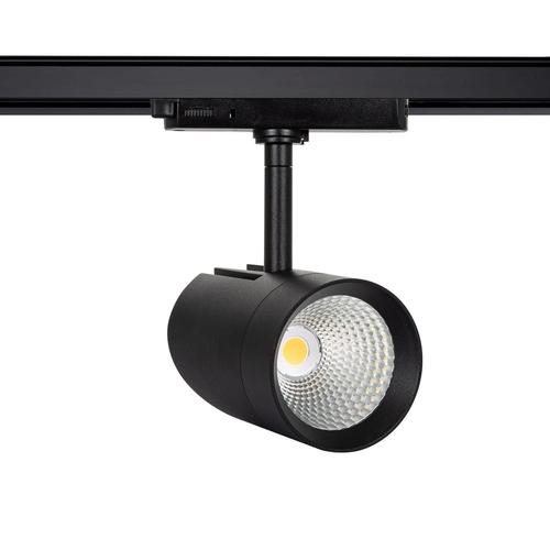 Spot Led Fuji 30w Noir (Cri90) No Flicker Pour Rail Triphasé (3 Allumages) Blanc Neutre 4000k