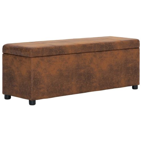 Vidaxl Banc Avec Compartiment De Rangement 116 Cm Marron Similicuir