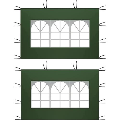 Vert Lot De 2 Panneaux Latéraux Pour Tonnelle Avec Fenêtre En Pvc - Vert - 2 X 3 M - Imperméables - Partie Latérale En Tissu Oxford 210d - Remplacement Latéral Pour Tonnelle De Jardin, Extérieur