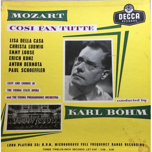 Mozart Cosi Fan Tutte Karl Böhm Coffret 3 Lp Decca Records