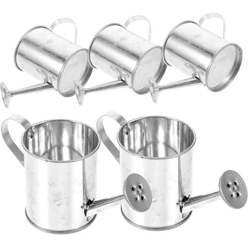 Argent 5 Pièces Micro Arrosoirs Paysagers Micro-Paysage Plante De Maison De Poupée Toys Accessoires De Jardin Miniature Bouilloire Décor Vintage Petits Arrosoirs Jouets D'arrosoir