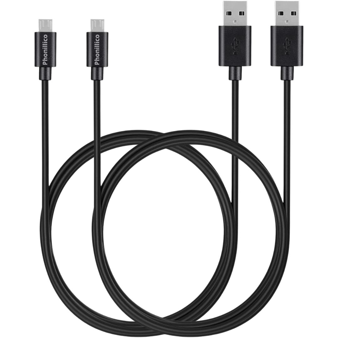 Lot 2 cables pour Nikon Coolpix P100/P340/P600/P610/P900/P950/P1000 - Cable micro usb Noir 1 Mètre Phonillico®