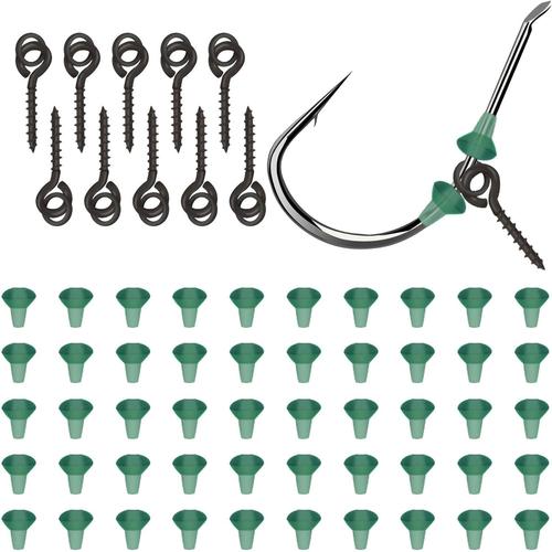 Noir Huahao Vis D'appat Crochets Bouillettes Vis 10 Pcs Appat À Vis Avec 50 Pcs Crochets Arrêts, Vis Avec Anneau Fixe Carpe Pêche Cheveux Tackle Pour Chod Rigs Appats Crochets