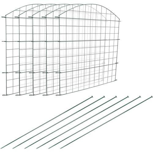 Arc Supérieur Clôture D'étang, Clôture De Jardin En Métal, Enclos Extérieurs, Clôture, 11 Pièces, 5 Éléments De Clôture Et 6 Barres De Fixation (Arc Supérieur)