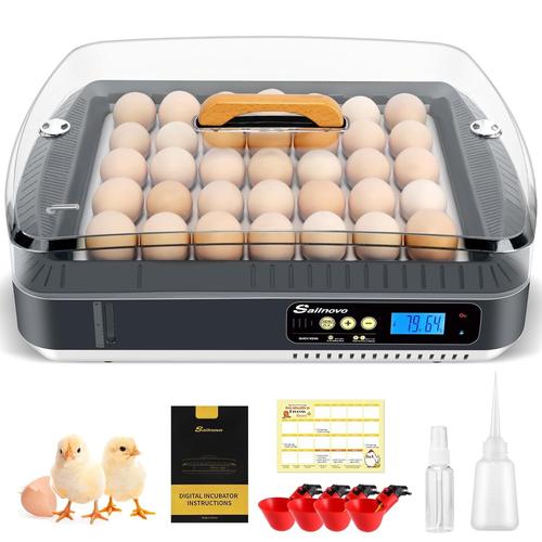 Couveuse Automatique 35-65 ¿Ufs Incubateur Led Professionnelle Contrôle Intelligent De La Température Et De L'humidité, Rotation Automatique Des ¿Ufs Poules, Cailles, Canards,