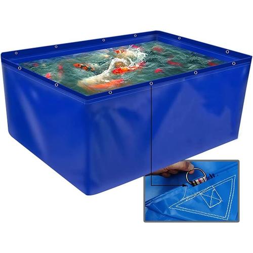 Blue Baches Flexibles Pour Étangs, Toile Pvc 0.45mm Avec ?Illets, Réservoir Temporaire Pour Abri De Sauvetage Aquatique, Bassin Pour Poissons D'eau Salée, Tortues Koi (Couleur : Blue, Taille :