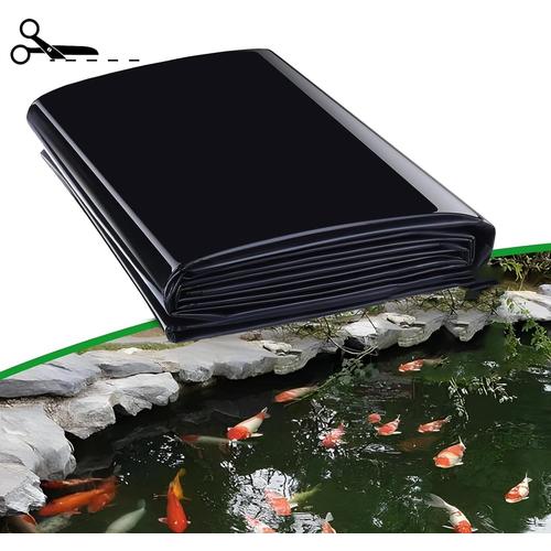 Noir Poweka Bache Pour Bassin Jardin En Pvc 4x4m,Revêtement Bache Pour Étang Extérieur Bassin De Poissons Noir En Hdpe,Pour Bassin Koi, Cascades D'eau, Baies (Couleur : Noir, Taille : 2x3.5m)