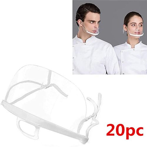 20 Pièces En Plastique Transparent Demi-Visière Pour La Protection Du Visage, Élastique, Confortable, Protège-Dents Pour Le Chef Snack Bar Cuisine Restaurant Habituel