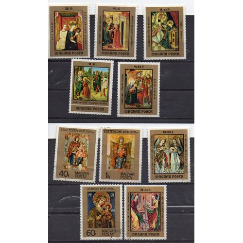Hongrie- Lot De 5 Timbres Neufs Et 5 Timbres Oblitérés- Peintures Religieuses