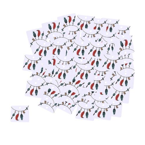 100pcs Carte D'emballage De Boucles D'oreille Présentoir De Bijoux À Pendaison En Papier Solide 3 Plumes