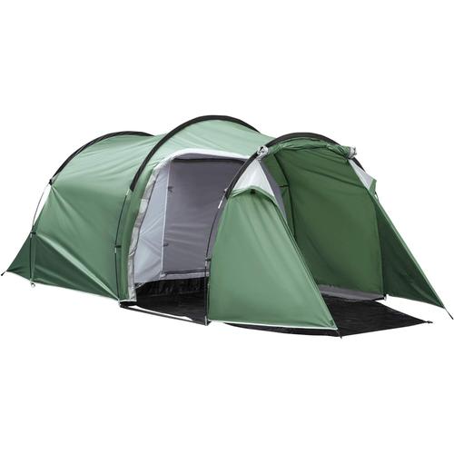 Vert Tente De Camping Familiale Sas D'entrée Et Salon 2-3 Personnes Tente Tunelle Étanche Légère Ventilée Facile À Monter 3 Portes Fenêtres 4,26l X 2,06l X 1,54h M Fibre Verre Polyester Pe