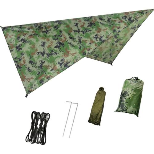 Camouflage 1 Jeu Hamac Triangulaire Auvent De Protection Extérieur Tente Imperméable Hamac Tentes Baches Auvent De Tente De Pique- Abri Soleil Camping Tapis De Pique- Store Parasol