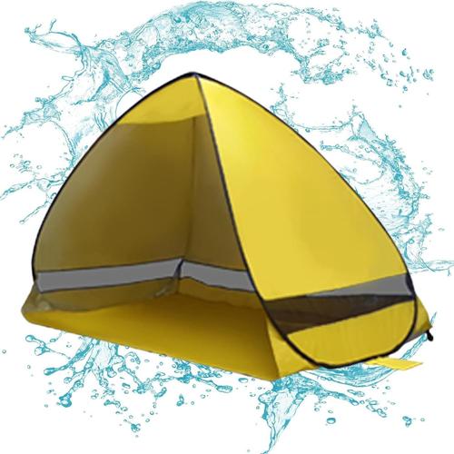 Jaune Ombre De Plage,Abri De Protection Solaire Tente De Camping Upf 50+ | Tente Portable Essentials Facile À Installer Adaptée Pour Le Jardin, La Pêche, Le Camping, Le Parc, Le Pique-Nique,