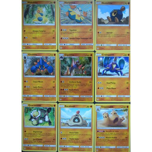 Soleil & Lune - Lot De 9 Cartes Type Combat + Crabominable Reverse Type Eau