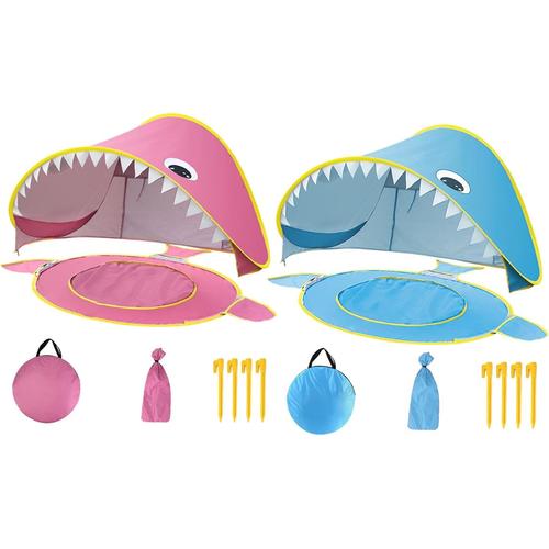 Blue Tente De Plage Pop-Up Pour Bébé, Abris De Plage Anti Uv Avec 4 Piquets De Tente Et Sac De Rangement, Tente Pare-Soleil Pour Bébé Avec Piscine Pour Plage Familiale, Pique-Nique, Jardin 120x80x70cm