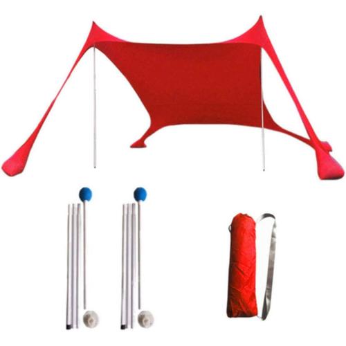 Rouge Parasol De Plage, Abri De Soleil Pour Tente De Plage, Pare-Soleil Léger Avec Ancrages De Sac De Sable, Auvent D'ombrage De Plage, Abri De Soleil De Plage Pop-Up, Pour Les Voyages De Camping,