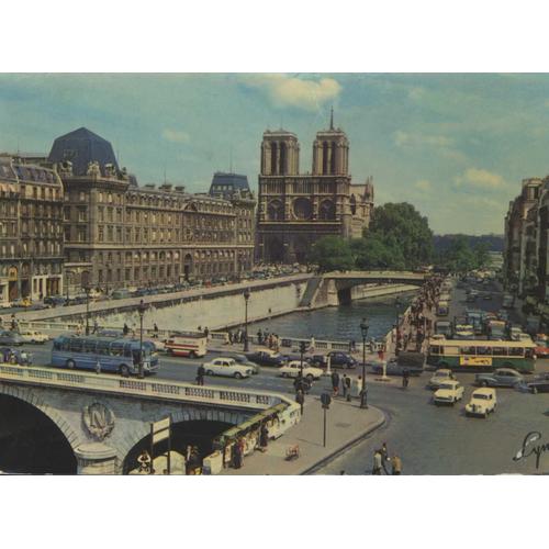Carte Postale De Paris : Notre-Dame, Le Pont Et Le Quai Saint-Michel En 1972