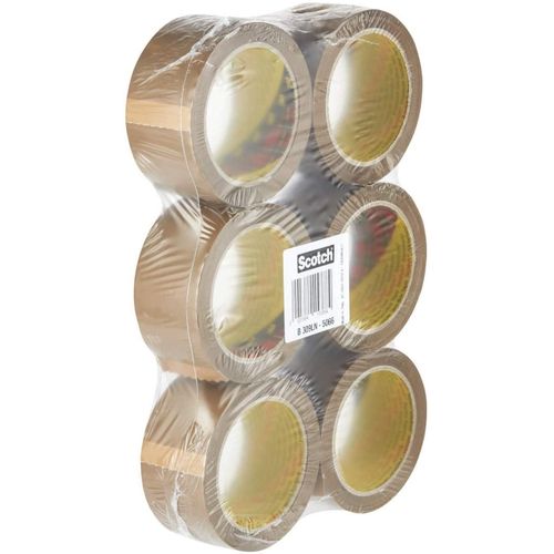3m Paquet 6 Rubans adhesif emballage polypropylene silencieux 50x66m havane
