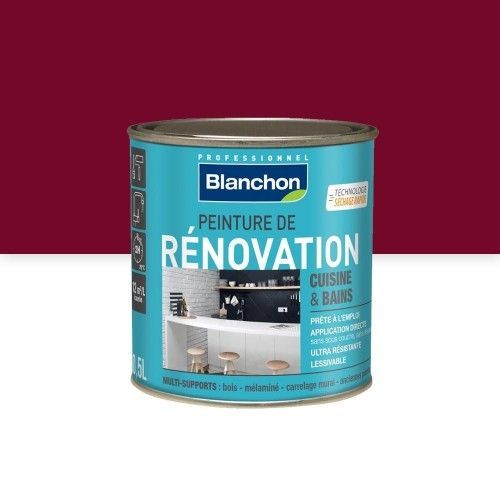 Peinture de rénovation cuisine et bains - Rouge andalou 0,5L BLANCHON