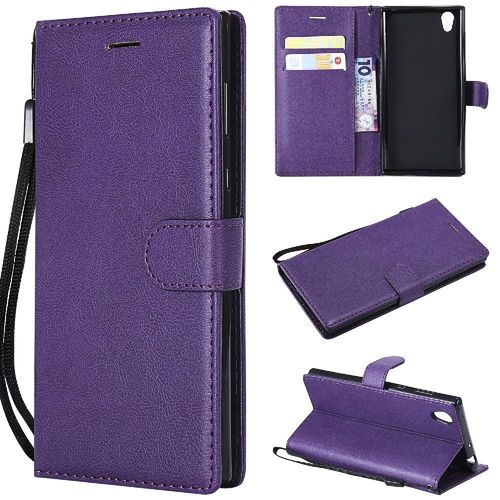 Flip Étui Pour Sony Xperia L1 Couleur Solide Classique Avec Fente Pour Carte Étui De Téléphone Portefeuille D'affaires Cuir De Haute Qualité - Violet