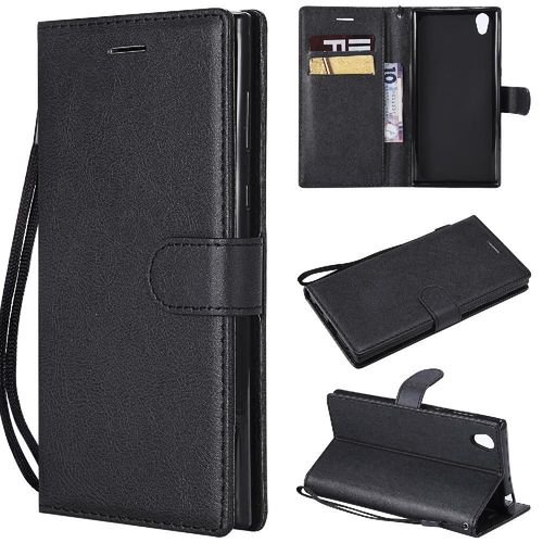 Flip Étui Pour Sony Xperia L1 Couleur Solide Classique Avec Fente Pour Carte Étui De Téléphone Portefeuille D'affaires Cuir De Haute Qualité - Noir