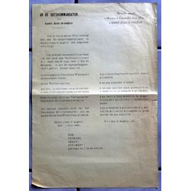 39-45 : Formulaire Vierge À L'autorité Locale Du Camp De Prisonniers De Saint-Jean D'angély Pour Libération (Ortskommandatur)