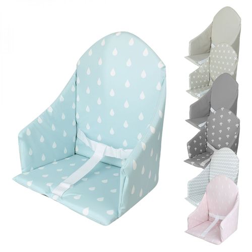 Monsieur Bébé - Coussin D'assise Universel Miam Avec Harnais Pour Chaise Haute Bébé - Bleu Goutte D'eau