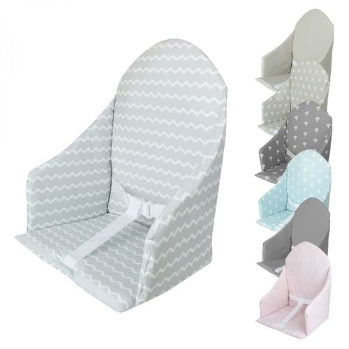 Monsieur Bébé - Coussin D'assise Universel Miam Avec Harnais Pour Chaise Haute Bébé - Gris Clair Zig Zag