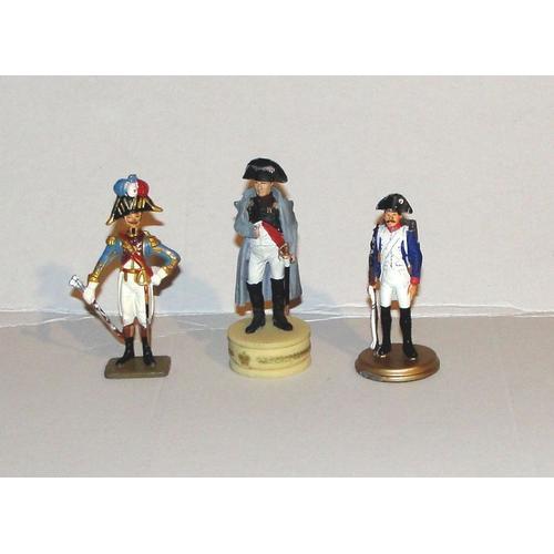 Figurine En Plomb Lot 3 Personnages Napoleon 1er Militaire Starlux Fusilier Français Austerlitz Pions Blanc