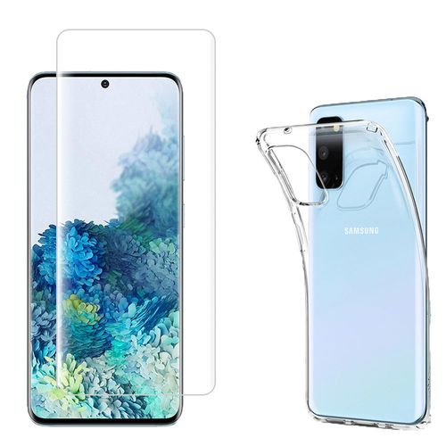 Coque Silicone Pour Samsung Galaxy S20/ S20 5g 6.2" Gel Ultraslim Et Ajustement Parfait - Transparent + 1 Film Verre Trempé Incurvé - Transparent