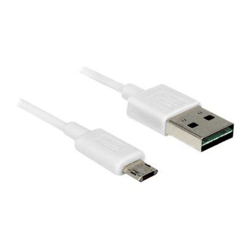Delock EASY-USB - Câble USB - Micro-USB de type B (M) pour USB (M) - USB 2.0 - 2 m - connecteur A réversible, connecteur B micro réversible - blanc
