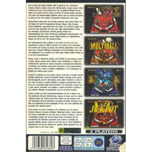 Jeu Sega Saturn Digital Pinball - Version PAL Complète (boîte, Jeu, Notice) - Bon état