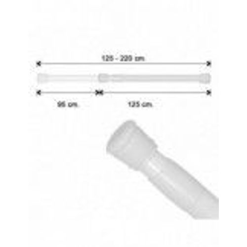 Barre pour rideau de douche extensible aluminium blanc 125 à 220 cm.