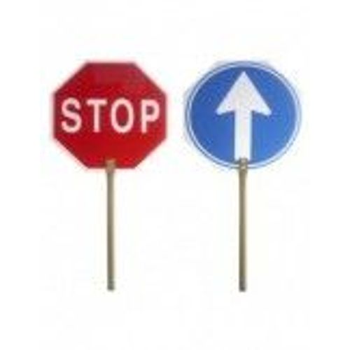 Panneaux de chantier stop/avancez 30x30 cm.