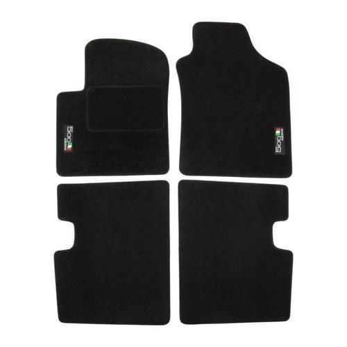 Logo Tapis De Sol Noir Velours Sur Mesure Pour Fiat 500 2007-2015, 4pcs, Ajustement Précis, Renforcée Dans La Zone De La Pédale