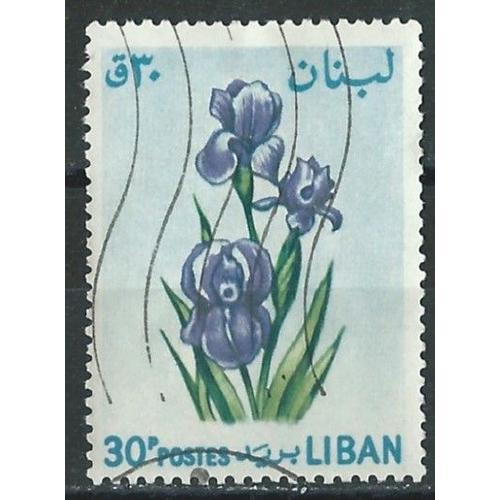 Liban 1964 N° 243 Oblitéré Avec Charnière Fleurs Iris .